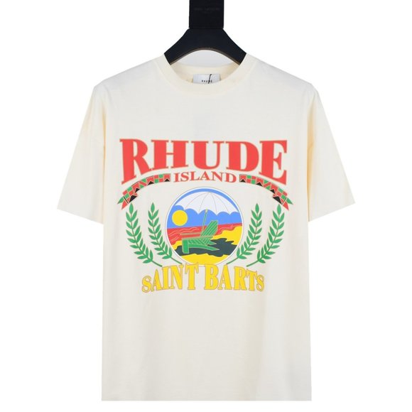 Rhude Paradis Tropical Beach Print Short Sleeve T-Shirt - Picture 1 of 8
